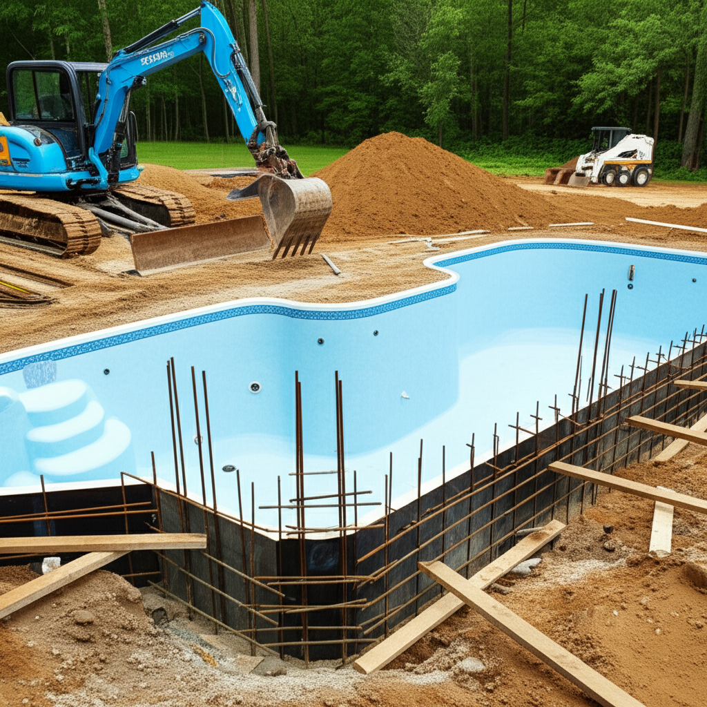 &ndash; Generate a high-quality, relevant image prompt for: Pool Build Time: Get Your Dream Pool Faster!