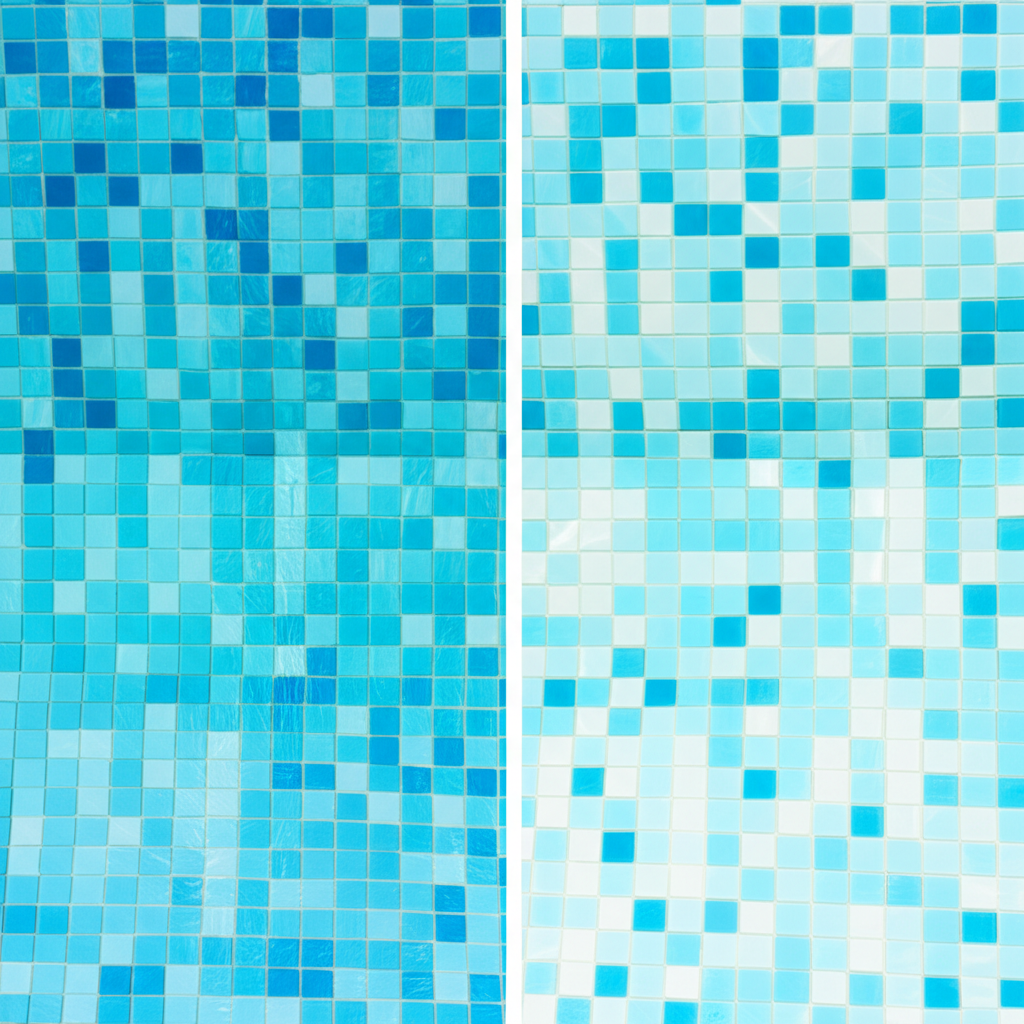 &ndash; Generate a high-quality, relevant image prompt for: Pool Tile Cleaning: Effortless Calcium Scale R