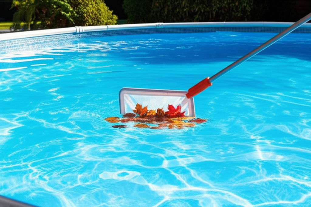 &ndash; Generate a high-quality, relevant image prompt for: Leaf Removal: Stunningly Easy Pool Maintenance