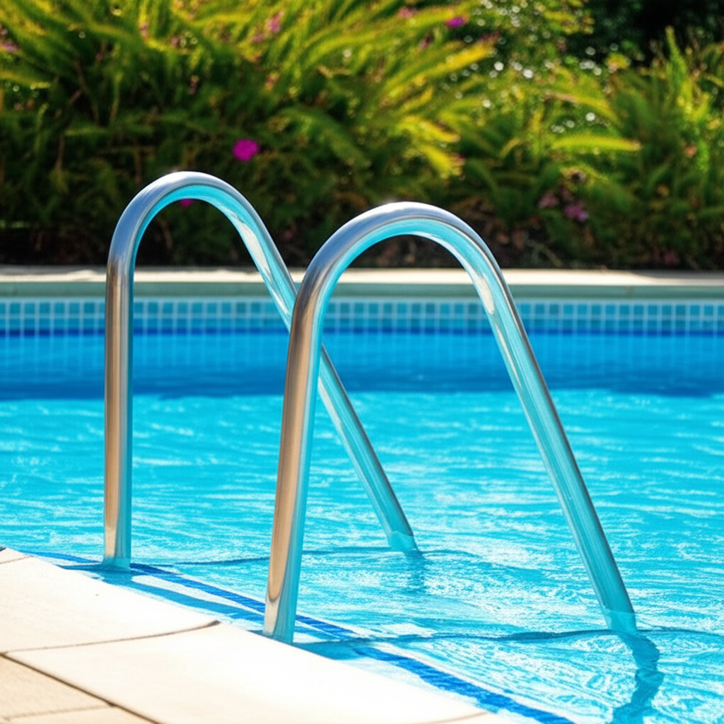 &ndash; Generate a high-quality, relevant image prompt for: Pool Ladders: Ultimate, Effortless Handrail Ca