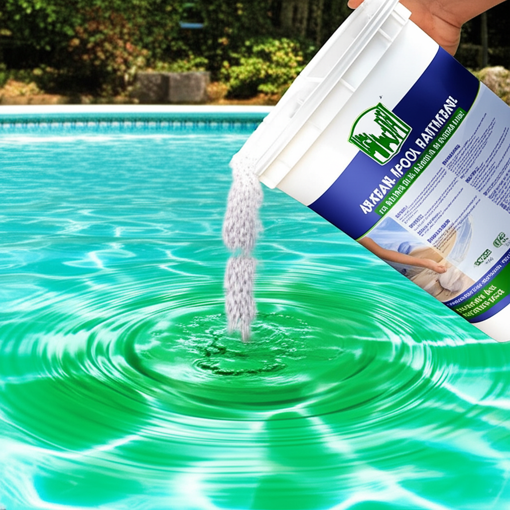 &ndash; Generate a high-quality, relevant image prompt for: Green Pool Algae Treatment: Rapid & Effortless