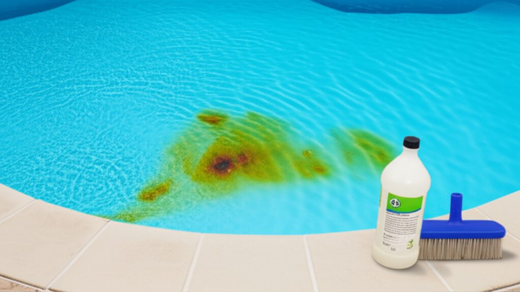 &ndash; Generate a high-quality, relevant image prompt for: Iron Stains Pool: Ultimate Removal, Easy Fix!