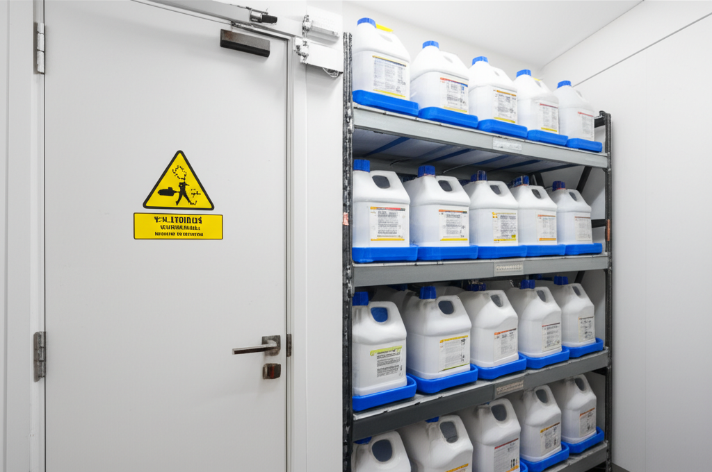 &ndash; Generate a high-quality, relevant image prompt for: Chemical Storage: Foolproof Pool Safety
&ndash; do