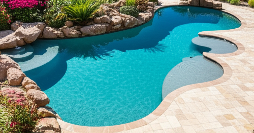 &ndash; Generate a high-quality, relevant image prompt for: Lagoon Pool: Stunning & Effortless Freeform De