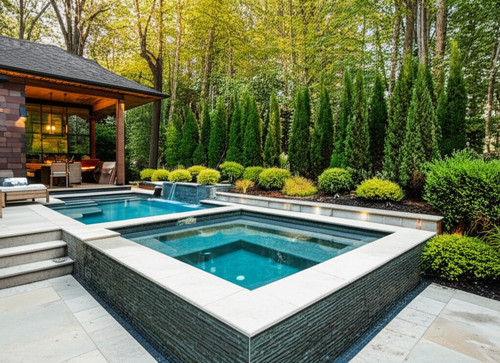&ndash; Generate a high-quality, relevant image prompt for: Spool Design: Ultimate Luxury Small Pool Spa C