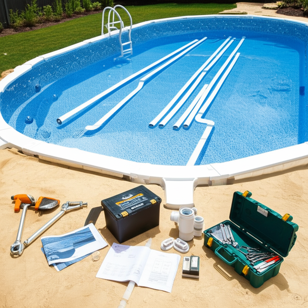 &ndash; Generate a high-quality, relevant image prompt for: DIY Pool Kits: Ultimate & Easy Pool Constructi