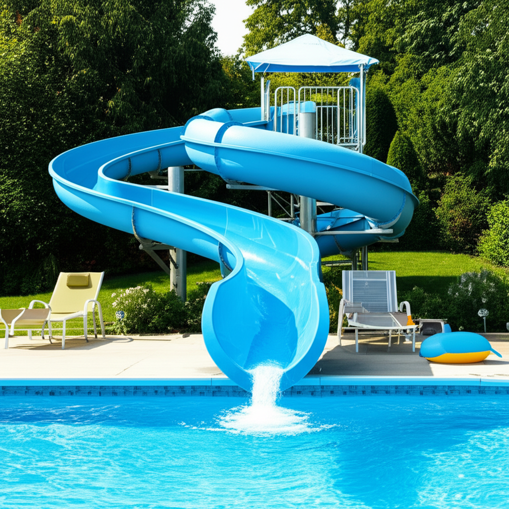 &ndash; Generate a high-quality, relevant image prompt for: Pool Slide: Epic Fun & Easy Installation
&ndash; do