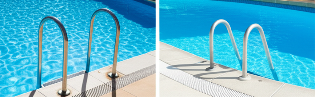 – Generate a high-quality, relevant image prompt for: Pool Ladders: Essential Safe & Easy Pool Acces