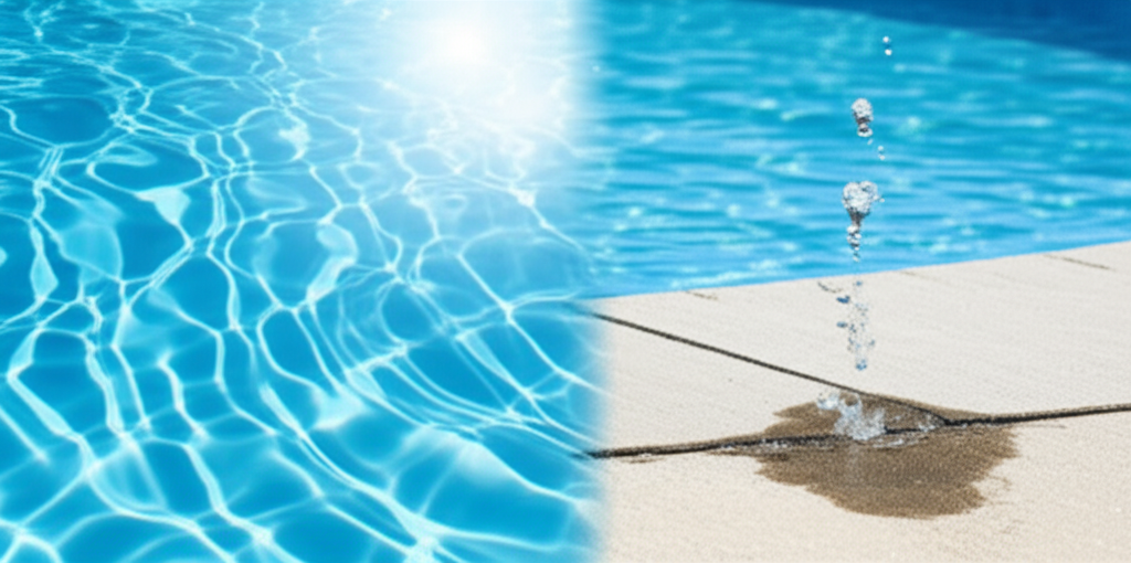 &ndash; Generate a high-quality, relevant image prompt for: Evaporation vs Leak: Stop Pool Water Loss Now!